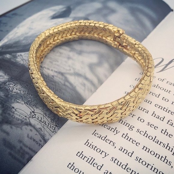 Kenneth Jay Lane Jewelry - KJL golden herringbone bracelet